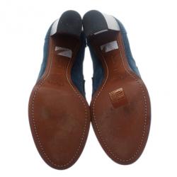 Pre Owned Celine Blue Suede Loafer Platform Pumps Size 38