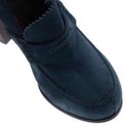 Pre Owned Celine Blue Suede Loafer Platform Pumps Size 38