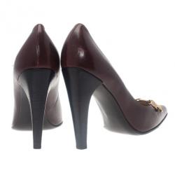 Pre Owned Celine Brown Leather Charm Pumps Size 40