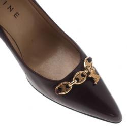 Pre Owned Celine Brown Leather Charm Pumps Size 40