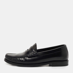 Pre Owned Celine Black Leather Slip On Loafers Size 36.5