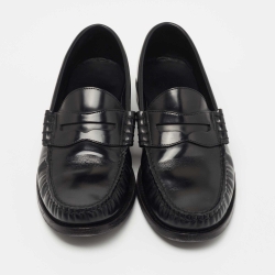 Pre Owned Celine Black Leather Slip On Loafers Size 36.5