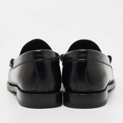 Pre Owned Celine Black Leather Slip On Loafers Size 36.5
