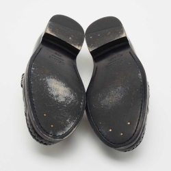 Pre Owned Celine Black Leather Slip On Loafers Size 36.5