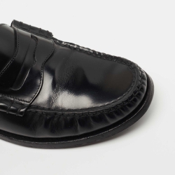 Pre Owned Celine Black Leather Slip On Loafers Size 36.5