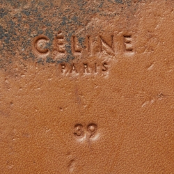 Pre Owned Celine Beige Leather Strappy Flat Sandals Size 39