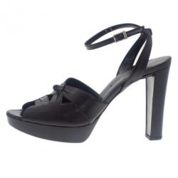 Pre Owned Celine Black Leather Ankle Strap Sandals Size 39
