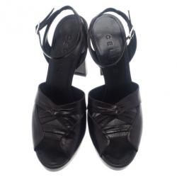 Pre Owned Celine Black Leather Ankle Strap Sandals Size 39