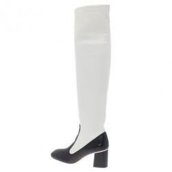 Pre Owned Celine Two Tone Leather Over The Knee Boots Size 38.5