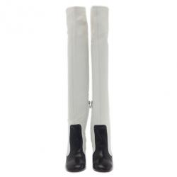 Pre Owned Celine Two Tone Leather Over The Knee Boots Size 38.5