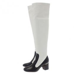 Pre Owned Celine Two Tone Leather Over The Knee Boots Size 38.5