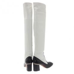 Pre Owned Celine Two Tone Leather Over The Knee Boots Size 38.5