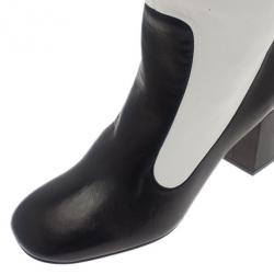 Pre Owned Celine Two Tone Leather Over The Knee Boots Size 38.5