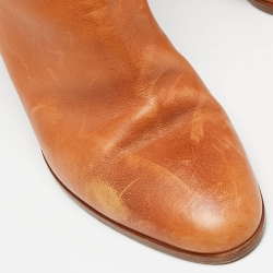 Pre Owned Celine Brown Leather Knee Length Boots Size 40