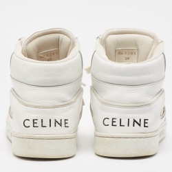 Pre Owned Celine White Leather CT-01 Z High Top Sneakers Size 39