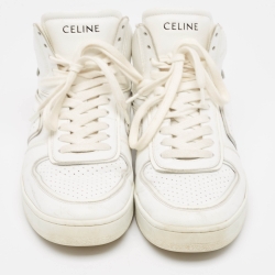 Pre Owned Celine White Leather CT-01 Z High Top Sneakers Size 39