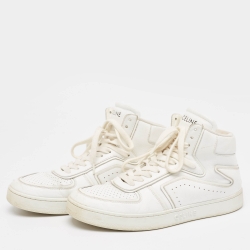 Pre Owned Celine White Leather CT-01 Z High Top Sneakers Size 39