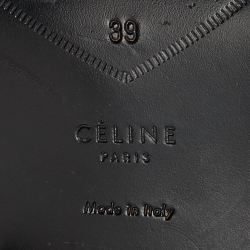 Pre Owned Celine Black Patent Leather Gold Metal Plate Lace Up Oxfords Size 39