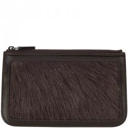 Pre Owned Celine Black Leather and Fur Pouch