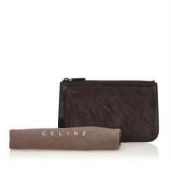Pre Owned Celine Black Leather and Fur Pouch