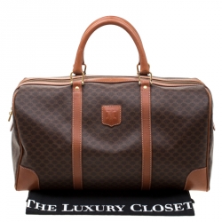 Céline Brown Macadam Coated Canvas and Leather Duffle Bag