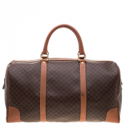 Céline Brown Macadam Coated Canvas and Leather Duffle Bag
