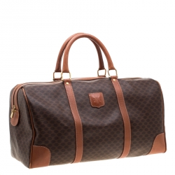 Céline Brown Macadam Coated Canvas and Leather Duffle Bag