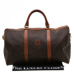 Céline Brown Macadam Coated Canvas and Leather Duffle Bag