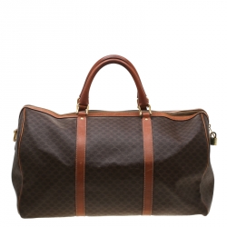 Céline Brown Macadam Coated Canvas and Leather Duffle Bag