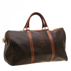 Céline Brown Macadam Coated Canvas and Leather Duffle Bag