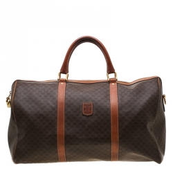 Céline Brown Macadam Coated Canvas and Leather Duffle Bag