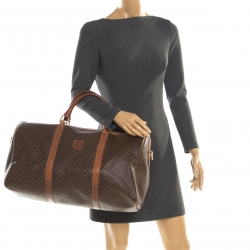 Céline Brown Macadam Coated Canvas and Leather Duffle Bag