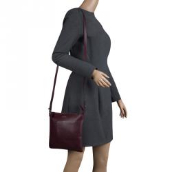 Pre Owned Cerruti 1881 Burgundy Leather Cerrutis Crossbody Bag