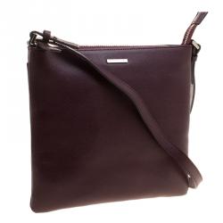 Pre Owned Cerruti 1881 Burgundy Leather Cerrutis Crossbody Bag