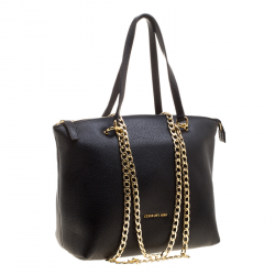 Pre Owned Cerruti 1881 Black Leather Cerrutis Chain Tote