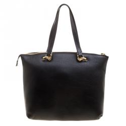 Pre Owned Cerruti 1881 Black Leather Cerrutis Chain Tote
