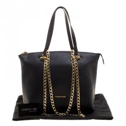Pre Owned Cerruti 1881 Black Leather Cerrutis Chain Tote