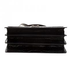Cerruti 1881 Black Croc Embossed Leather Cerrutis Top Handle Bag