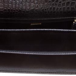 Cerruti 1881 Black Croc Embossed Leather Cerrutis Top Handle Bag