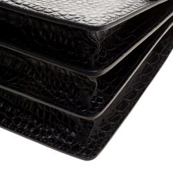 Cerruti 1881 Black Croc Embossed Leather Cerrutis Top Handle Bag