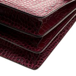 Pre Owned Cerruti 1881 Burgundy Croc Embossed Leather Cerrutis Top Handle Bag