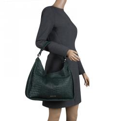 Cerruti 1881 Green Croc Embossed Leather Alison Hobo