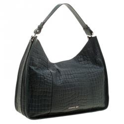 Cerruti 1881 Green Croc Embossed Leather Alison Hobo