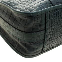 Cerruti 1881 Green Croc Embossed Leather Alison Hobo