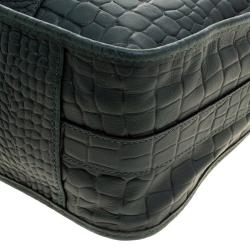 Cerruti 1881 Green Croc Embossed Leather Alison Hobo