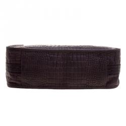 Cerruti 1881 Purple Croc Embossed Leather Alison Hobo