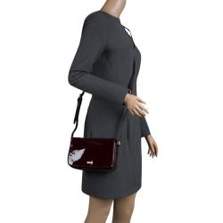Pre Owned Cerruti 1881 Red Patent Leather Brenda Crossbody Bag