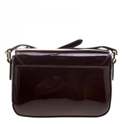 Pre Owned Cerruti 1881 Red Patent Leather Brenda Crossbody Bag