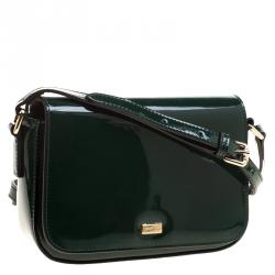 Pre Owned Cerruti 1881 Green Patent Leather Brenda Crossbody Bag