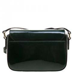 Pre Owned Cerruti 1881 Green Patent Leather Brenda Crossbody Bag